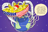 Cartoon: USA Mehreinnahmen durch Zölle (small) by leopold maurer tagged usa,trump,zollpolitik,mehreinnahmen,gegenmassnahmen,handelskrieg,eu,welt,südamerika,afrika,vorsichtig,verhandlungen,zoll,präsident,leopold,maurer,karikatur,cartoon