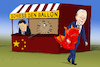 Cartoon: USA schießt Ballon ab (small) by leopold maurer tagged usa,china,spionage,ballon,abschuss,abschiessen,biden,joe,präsident,ji,xingping,peking,washington,schiessbude,drachen,stoff,leopold,maurer,karikatur,cartoon