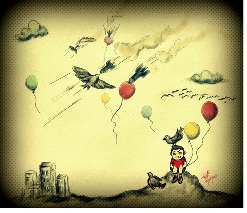 Cartoon: Birds-Balloons (medium) by Mineds tagged birds,balloons