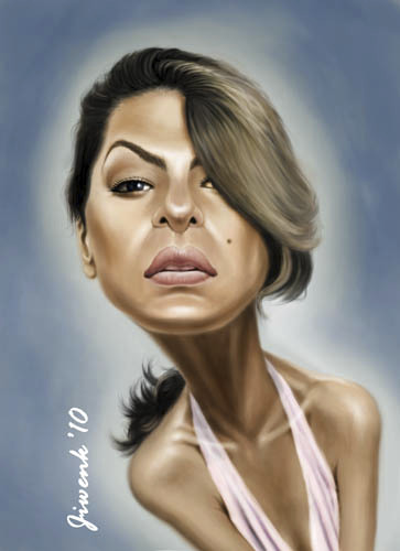 Cartoon: Eva Mendes (medium) by Jiwenk tagged eva,mendes