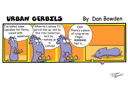 Cartoon: URBAN GERBILS. Cupcakes (medium) by Danno tagged urban,gerbils,cartoon,strip,comic,funny,published,weekly,newspaper,humor,cupcakes