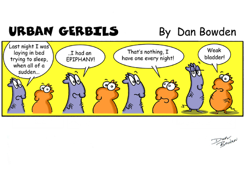 Cartoon: URBAN GERBILS. Epiphany (medium) by Danno tagged urban,gerbils,funny,cartoon,comic,strip,weekly,newspaper,published,humor