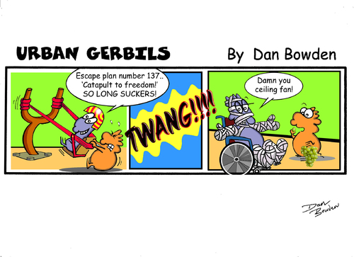 Cartoon: URBAN GERBILS. Escape (medium) by Danno tagged urban,gerbils,funny,cartoon,comic,strip,published,weekly,newspaper,humor