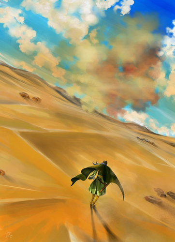 Cartoon: desert (medium) by ink-pop tagged fantasy,desert,elf