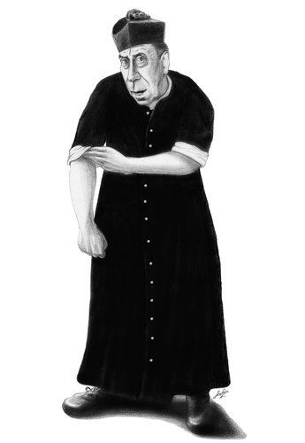 Cartoon: Don Camillo  Immer Kampfbereit ! (medium) by Stefan Kahlhammer tagged caricature,flankalan,flankale,satire,karikatur,kahlhammer,fernandel,don,camillo