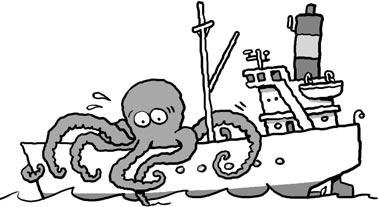 Cartoon: Giant squid boards a ship (medium) by Ellis Nadler tagged squid,monster,octopus,giant,sea,ship,ocean,tentacles