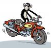 Cartoon: Chimpanzee on a motorbike (small) by Ellis Nadler tagged chimpanzee,monkey,ape,ride,drive,motorbike,red,dangerous,circus,zoo,harley