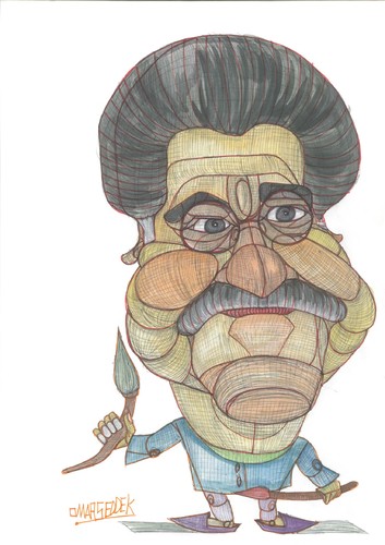 Cartoon: Artist Mohamed Abla 2 (medium) by omar seddek mostafa tagged artist,mohamed,abla