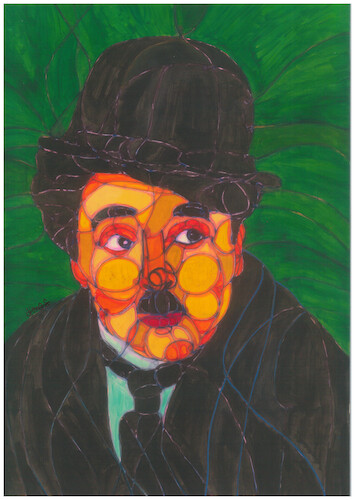 Cartoon: Charles Chaplin in color (medium) by omar seddek mostafa tagged charles,chaplin,in,color