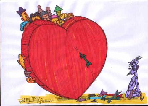 Cartoon: Love Saves the World (medium) by omar seddek mostafa tagged love,saves,the,world