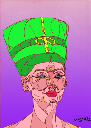 Cartoon: Queen Nefertiti (medium) by omar seddek mostafa tagged queen,nefertiti