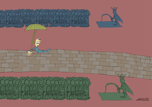 Cartoon: The wall (medium) by omar seddek mostafa tagged the,wall