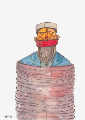 Cartoon: Uyghur Muslims (medium) by omar seddek mostafa tagged uyghur,muslims