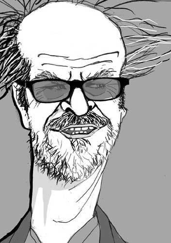 Cartoon: jack nicholson (medium) by wolfi tagged jack,nicholson,actor,celebrity,shining,hollywood,caricture,man