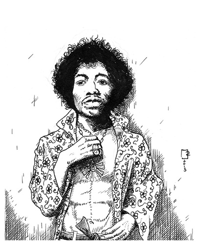 Cartoon: Jimi Hendrix (medium) by cosmo9 tagged jimi,hendrix