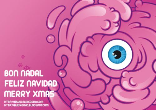 Cartoon: Merry Xmas and Feliz Navidad (medium) by Aleix tagged aleix,gordo,bon,nadal,christmas,feliz,navidad,graffiti,hostau,illustration,illustrator,ilustrador,merry,xmas
