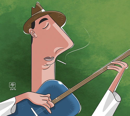 Cartoon: Noel Rosa (medium) by serralheiro tagged guitar,choro,samba,musician,noelrosa,caricature