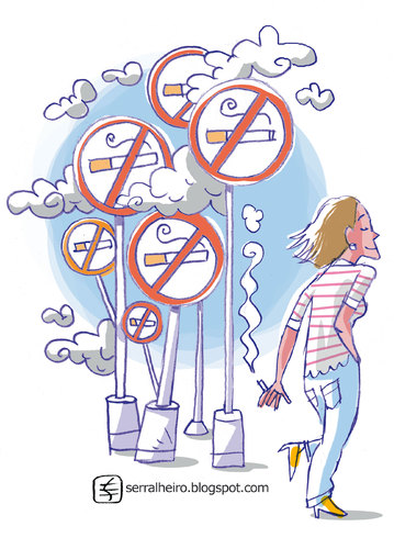 Cartoon: smoke (medium) by serralheiro tagged walk,keep,cigar,smoke,no,dangerous,warning