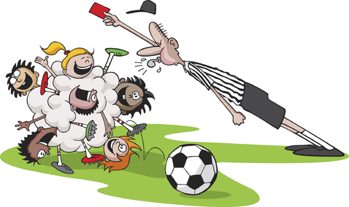 Cartoon: Bunch Ball (medium) by toonerman tagged football,soccer,youth,cartoon,children,kids,ball,sports,league,outdoor,kick,referee,red,card,game,match,competition