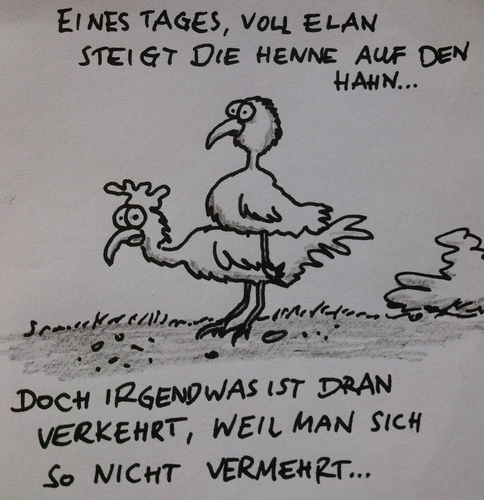 Cartoon: Huhn wills tun (medium) by timfuzius tagged huhn,hahn,reim,kopulation