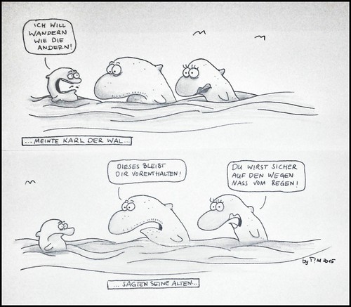 Cartoon: keine Wal (medium) by timfuzius tagged wandern,eltern,familie,meer,see,wal