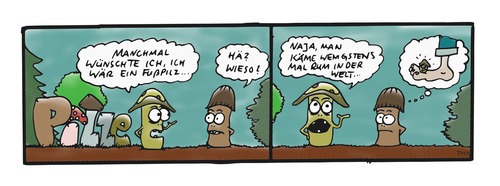 Cartoon: Pilze... (medium) by timfuzius tagged pilz,pilze,mushrooms,wald,fuß,welt,philosophie