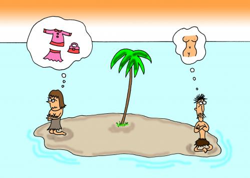 Cartoon: man and woman (medium) by joruju piroshiki tagged desert,island