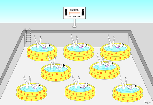 Cartoon: social distancing (medium) by joruju piroshiki tagged social,distancing,abstand,halten,social,distancing,abstand,halten