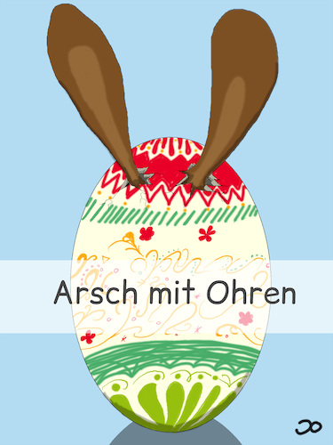 Cartoon: Arsch mit Ohren (medium) by Grikewilli tagged ei,hase,ostern,osterhase,frühling,april,mai,feiertag,gründonnerstag,karfreitag,osterei,ostermontag,fasten,sprichwort,beleidigung,tierwelt,tier,huhn,bemalt,bunt