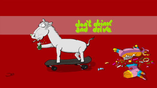 Cartoon: dont drink and drive (medium) by Grikewilli tagged pinata,alcohol,drunk,tipsi,sweets,beer,accident,ass,horse,skateboard,drive,pferd,esel,bier,sport,extremsport,alkohol,betrunken,auto,fahren,süßigkeiten,lutscher,bonbons,kaugumi,verkehr,straße,mexico,america,usa,spain,fiesta,feier,party,unfall,tradition