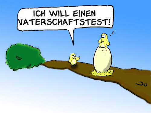 Cartoon: Vaterschaftstest (medium) by Grikewilli tagged vaterschaftstest,kinder,ehe,schwanger,vögel,tierwelt,tiere,ei,eier,kukuk,baum,ast,spatz,fink,betrügen,fremdgehen,unterhalt,scheiden,trennen,seitensprung,nest