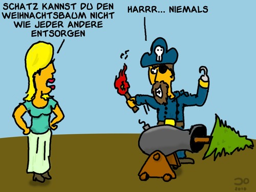 Cartoon: Weihnachtsbäume entsorgen (medium) by Grikewilli tagged pirat,piraten,baum,weihnachten,weihnachtsbaum,neujahr,entsorgung,kanone,schiff,ehe,schmuck,kugeln,lametta