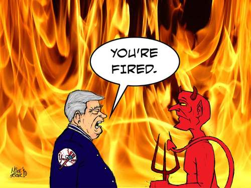Cartoon: Changing of the Guard (medium) by Mike Spicer tagged mikespicer,cartooninst,caricaturist,cartoon,hell,george,steinbrenner,satan