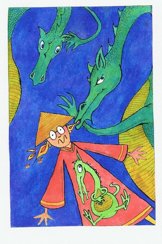Cartoon: Chinese Whispers (medium) by Kerina Strevens tagged whisper,talk,fire,dragons,dragon