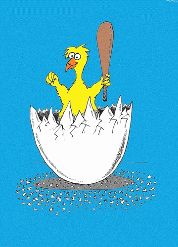 Cartoon: Happy Easter! (medium) by Kerina Strevens tagged break,crash,smash,bat,baseball,bird,chick,egg,easter
