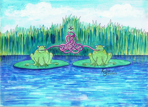 Cartoon: Tongue Tied (medium) by Kerina Strevens tagged knot,celtic,pads,lily,nature,water,fly,tongues,frogs
