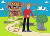 Cartoon: On Fire For Gardening (small) by Kerina Strevens tagged gardening gardener water flowers house burn fire