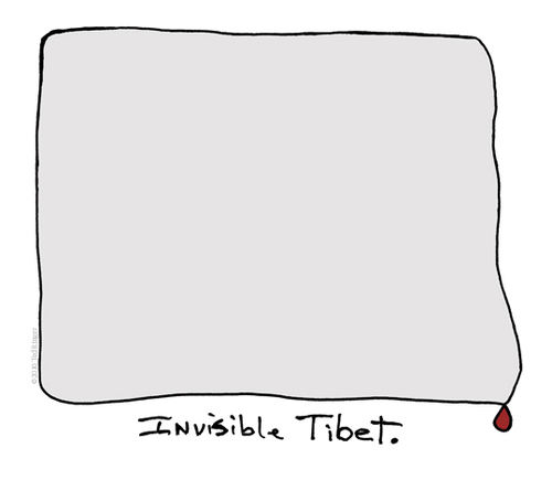 Cartoon: Invisible Tibet (medium) by ringer tagged tibet,politics,dalai,lama,oppression,china,buddhists,religion