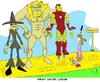 Cartoon: When Worlds Collide 1 (small) by Spen tagged ironman,sabretooth,oz,dorothy,scarecrow,toto,yellow,brick