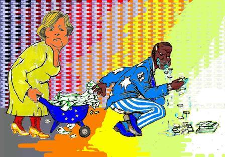 Cartoon: fancy europe and greedy greece (medium) by Alexoski tagged angela,merkel