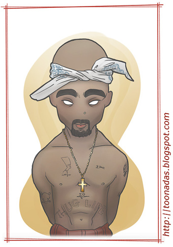 Cartoon: 2Pac (medium) by Freelah tagged 2pac,tupac,shakur,makaveli