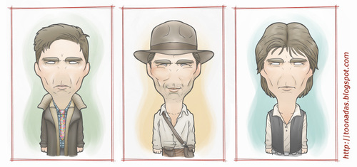 Cartoon: Harrison Ford Tribute (medium) by Freelah tagged harrison,ford,rick,deckard,indiana,jones,han,solo