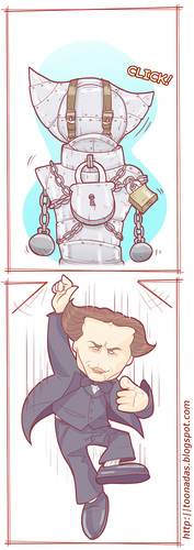 Cartoon: Harry Houdini (medium) by Freelah tagged illusionist,magicians,escapology,stunt,performer