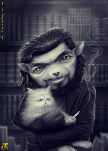 Cartoon: Julio Cortazar (medium) by Freelah tagged books,story,short,storyteller,argentine,cortazar,julio