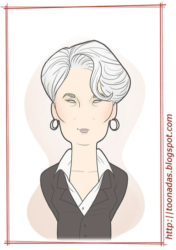 Cartoon: Meryl Streep as Miranda (medium) by Freelah tagged meryl,streep,miranda,devil,wears,prada