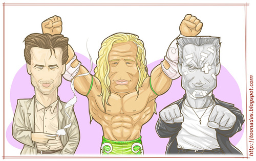 Cartoon: Mickey Rourke (medium) by Freelah tagged marv,ram,the,city,sin,wrestler,heart,angel,hourke,mickey