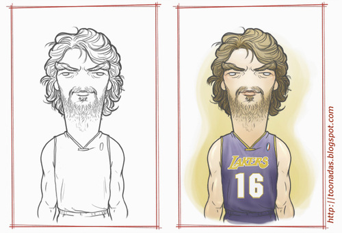 Cartoon: Pau Gasol - Pow! (medium) by Freelah tagged pau,gasol,los,angeles,lakers