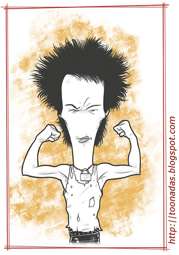 Cartoon: Sid Vicious (medium) by Freelah tagged sid,vicious,pistols