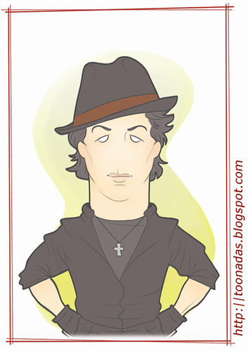 Cartoon: Stallone - as Rocky (medium) by Freelah tagged sylvester,stallone,rambo,rocky,balboa,cobra,action,movies