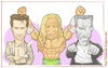 Cartoon: Mickey Rourke (small) by Freelah tagged mickey,hourke,angel,heart,wrestler,sin,city,the,ram,marv